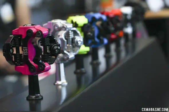 iSSi is QBP's new pedal brand, and they're providing a compelling, colorful alternative to Shimano SPD pedals, but they're not Shimano SPD cleat compatible. © Cyclocross Magazine