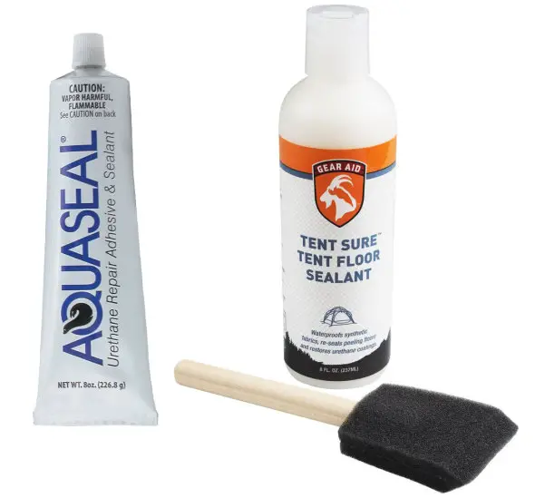Either McNett's product should work: AquaSeal and Tent Sure urethane sealants.