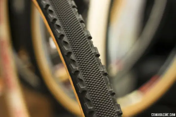 Challenge Tires showed off this huge, 36mm, Chicane-like gravel prototype tire at Frost Bike 2014. © Cyclocross Magazine