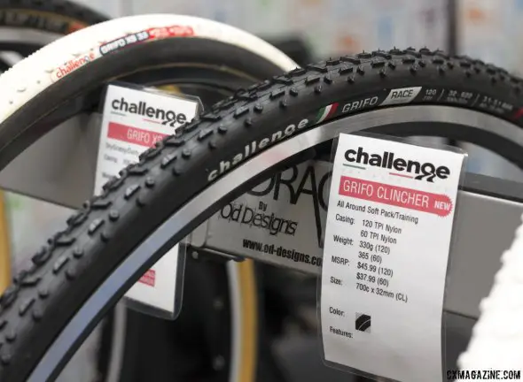 Challenge Tires had the Grifo Pro clincher, but now offers the Grifo Race clincher in both 60 and 120tpi - Frost Bike 2014. © Cyclocross Magazine