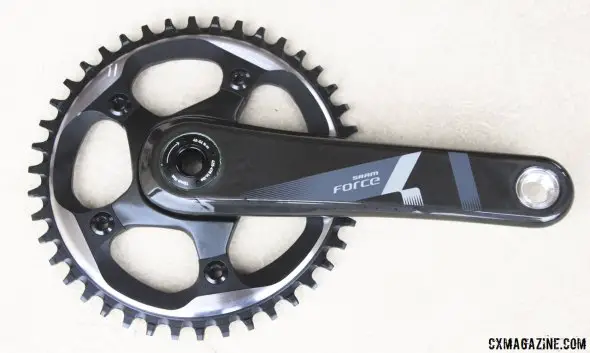 SRAM's new Force CX1 single chainring cyclocross drivetrain uses a SRAM Force carbon crankset with X-Sync chainrings in the outer ring position. © Cyclocross Magazine SRAM's new Force CX1 single chainring cyclocross drivetrain uses a SRAM Force carbon crankset with X-Sync chainrings in the outer ring position. © Cyclocross Magazine