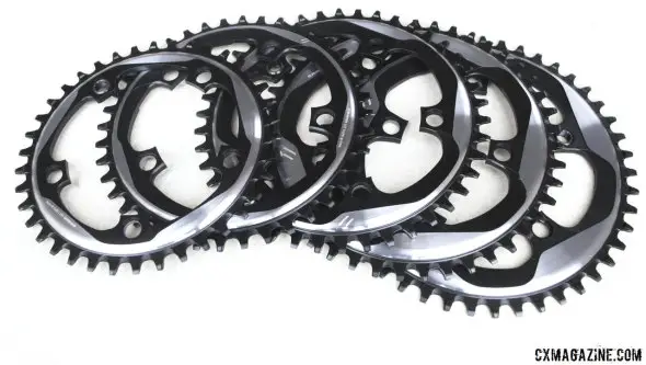 SRAM's new Force CX1 chainrings are available in 38,40, 42, 44, and 46t increments and will work with standard 110mm BCDs and SRAM's hidden bolt cranksets. © Cyclocross Magazine
