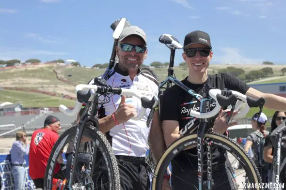 Kluge and Powers: Two proud members of the Focus' development team of the 2015 Mares cyclocross bike. © Cyclocross Magazine