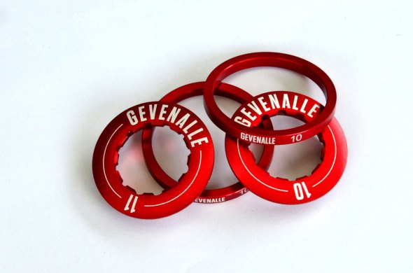 Gevenalle has 10 or 11-speed width spacers, and labeled lockrings.