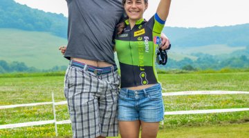 Simonson and Anthony celebrate the win at Hilly Billy Roubaix.