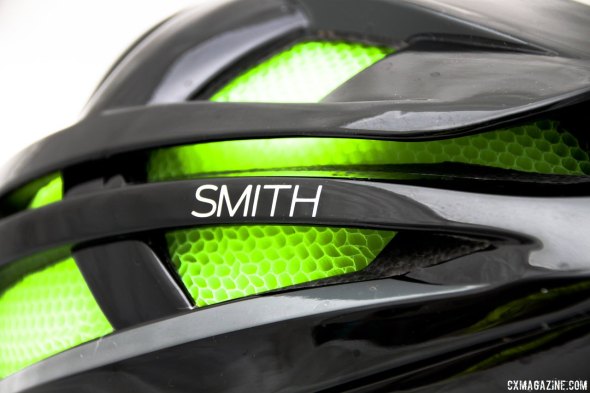 Smith Optics Overtake road helmet's Koroyd material reportedly saves grams and absorbs more impact energy. © Cyclocross Magazine