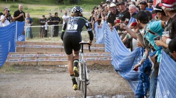 Jamey Driscoll steps through in Deer Valley. 2012 Raleigh Midsummer Night Cyclocross Race. © Cyclocross Magazine