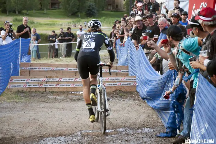 Jamey Driscoll steps through in Deer Valley. 2012 Raleigh Midsummer Night Cyclocross Race. © Cyclocross Magazine