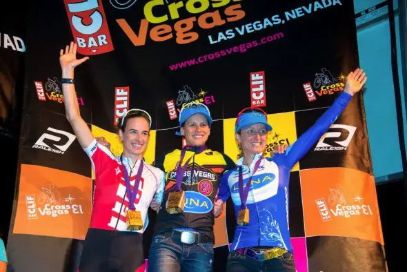 Katerina Nash stood atop a strong podium at the 2013 Clif Bar Cross Vegas. © CrossVegas.com