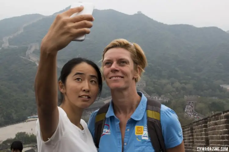 Ellen van Loy hasn't raced a minute yet in China, but is already a celebrity at The Great Wall. © Cyclocross Magazine