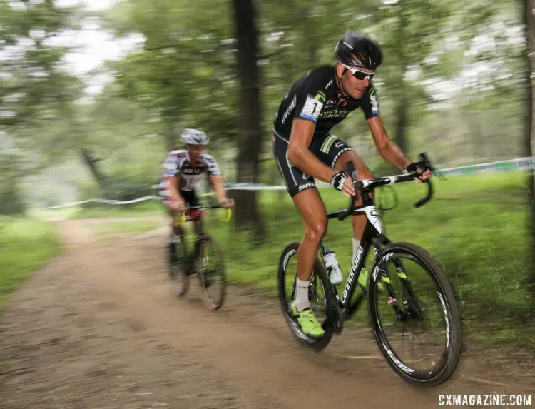 Ryan Trebon leading Thijs Al with two laps to go. © Cyclocross Magazine