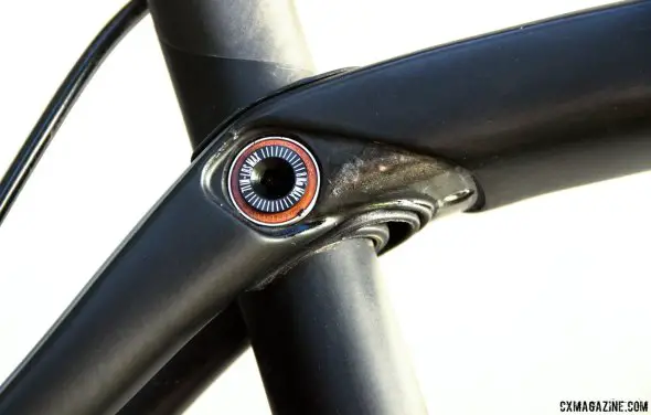 The seat tube can pivot a bit on this sealed bearing. Reviewed: Trek Boone cyclocross bike. © Cyclocross Magazine