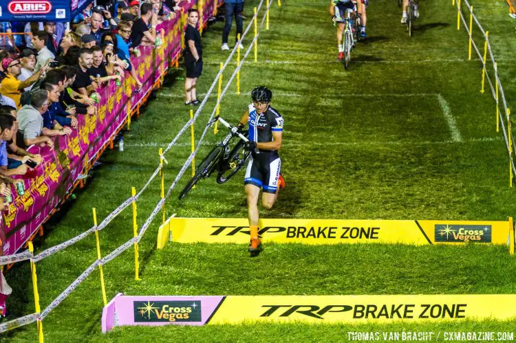 Adam Craig took a brief flyer off the front, surprisingly not hopping the barriers. 2014 CrossVegas © Thomas van Bracht / Peloton Photos