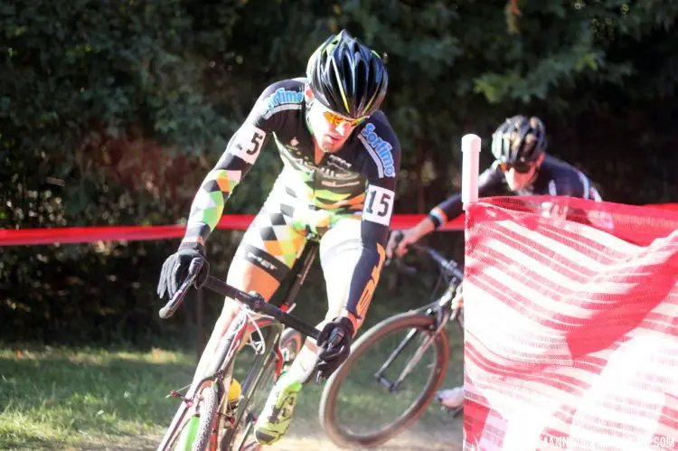 Winterburg and Dodge beat each other up at the front of the race, with Dodge using the sandpits to create separation. © Cyclocross Magazine