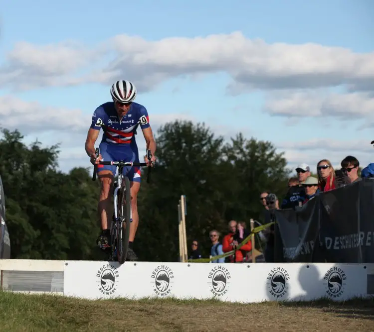 Jeremy Powers rides the barriers on his way to yet another win.