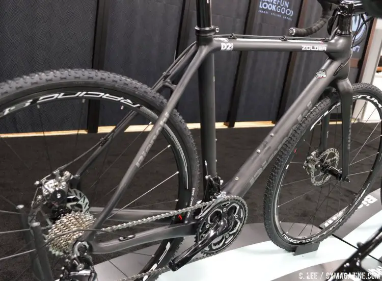 A stealthy, matte finish and subued logos on the Biachi Zolder. Interbike 2014 © Cyclocross Magazine