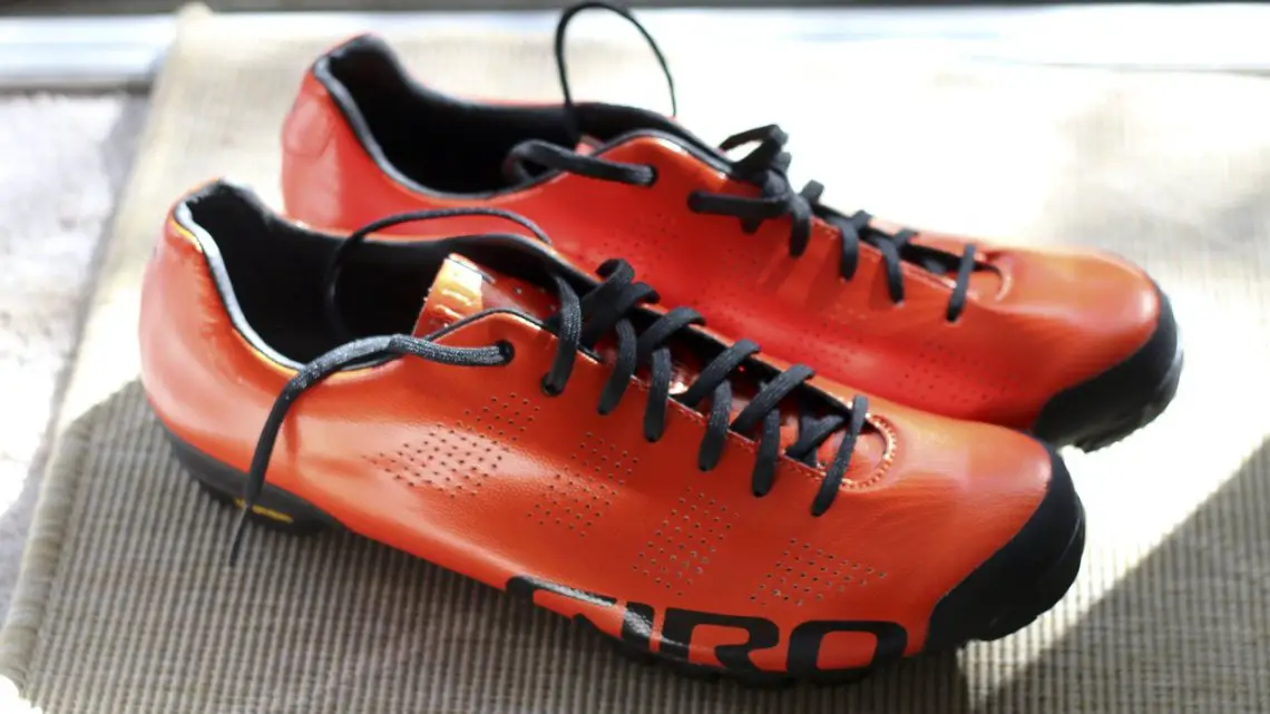 Bright orange, but retail will be black or silver - New 2015 Giro Empire VR90 off-road cycling shoe. © Cyclocross Magazine