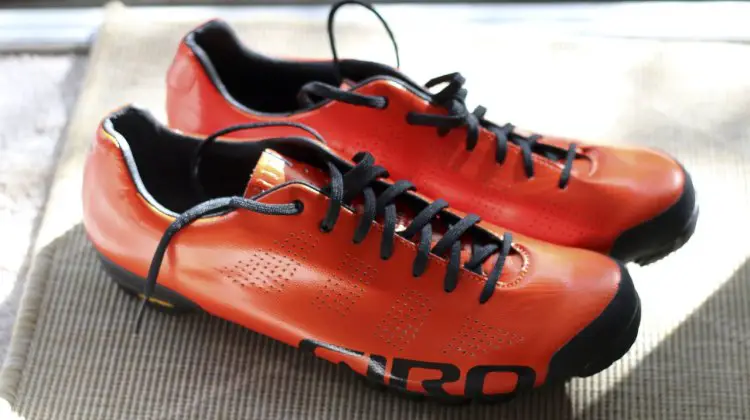 Bright orange, but retail will be black or silver - New 2015 Giro Empire VR90 off-road cycling shoe. © Cyclocross Magazine