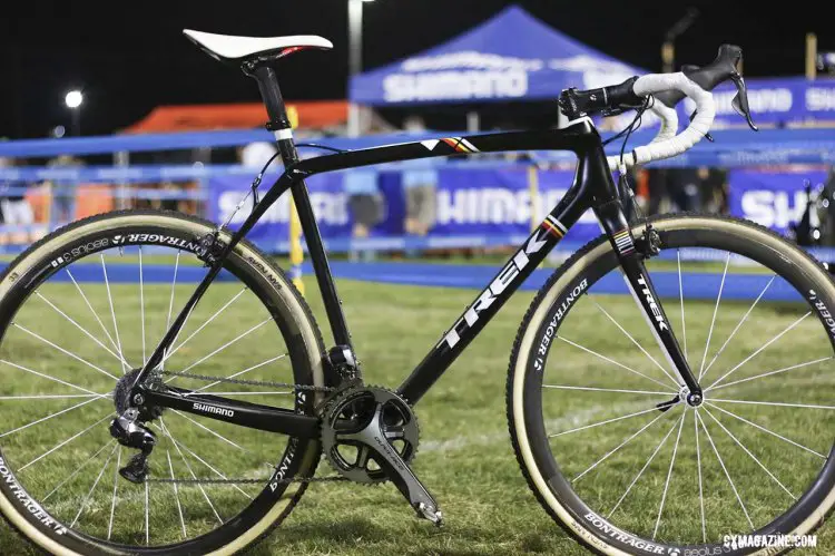 Sven Nys' Trek Boone race winning bike, just after Nys crossed the line. © Cyclocross Magazine