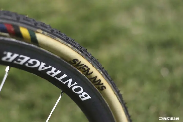Dugast tires with Sven Nys' name on them clearly identify the owner. © Cyclocross Magazine