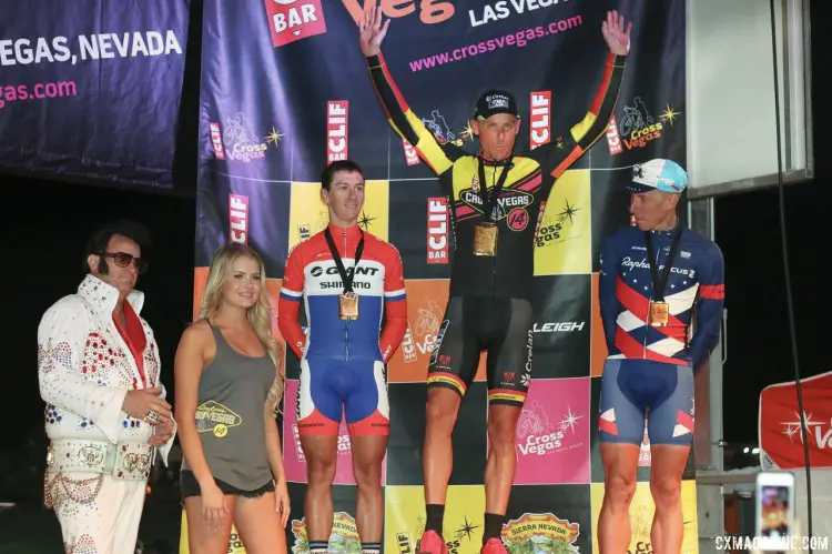 CrossVegas 2014 Men's Podium: l to r: Lars van der Haar, Sven Nys, Jeremy Powers © Cyclocross Magazine