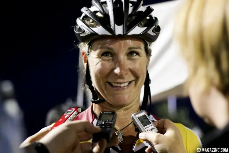 Meredith Miller is all smiles with her first win as a team owner and married woman. © Cyclocross Magazine