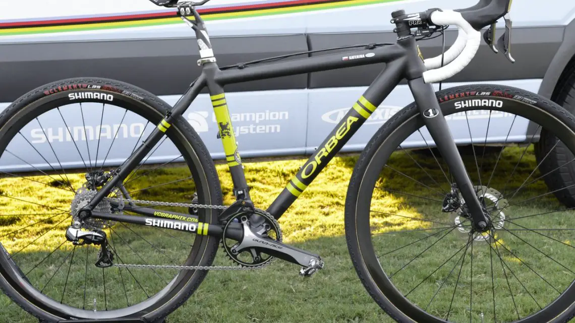 Katerina Nash's Orbea/Ibis cyclocross bike she rode to second place. CrossVegas 2014. © Cyclocross Magazine