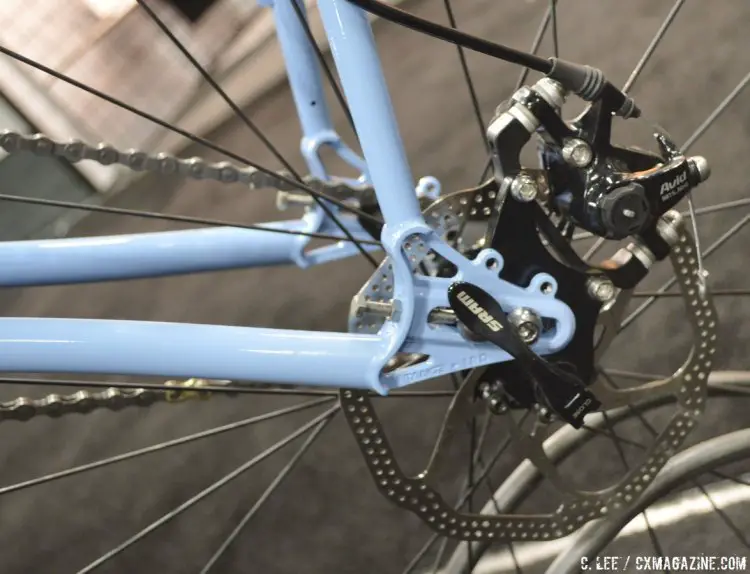 The Swobo Scofflaw's sliding dropouts allow for singlespeed use with the disc brakes. © Cyclocross Magazine