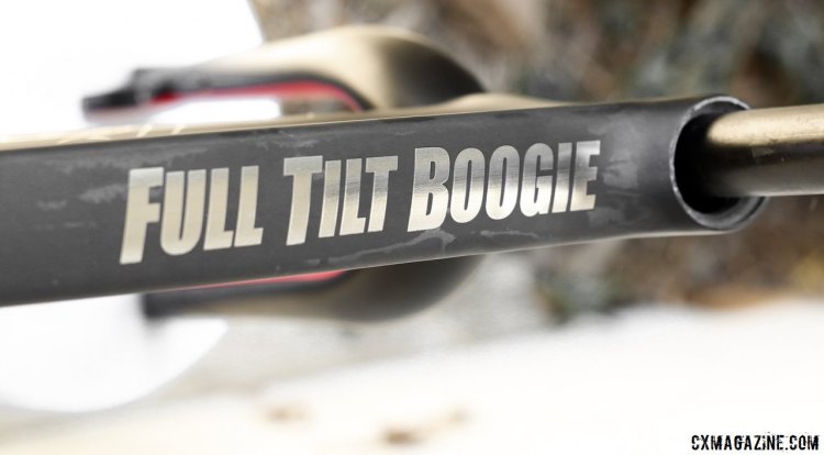 Metallic logos on the 2015 Van Dessel Full Tilt Boogie Cyclocross Frameset. © Cyclocross Magazine