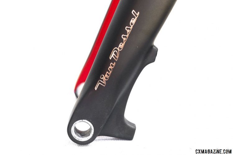 Thru axle front fork - 2015 Van Dessel Full Tilt Boogie Cyclocross Frameset. © Cyclocross Magazine