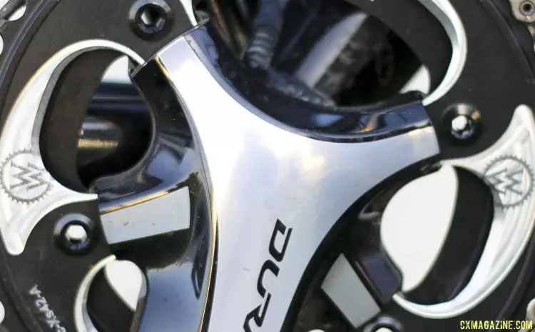 WickWerks chainrings won't fit flush with Shimano cranks, but most will choose them for shifting or chainring size, not aesthetics. © Cyclocross Magazine