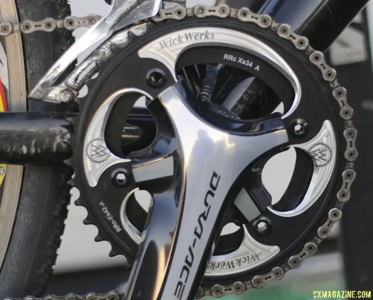 WickWerks now has 4-arm chainrings, with a 34/42t for Shimano cranksets. © Cyclocross Magazine