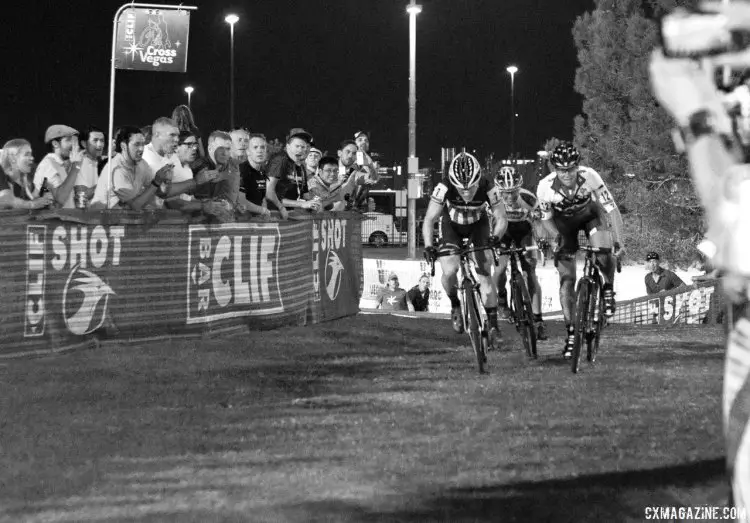 Compton led up the final rise but got outkicked by Miller and Nash. © Cyclocross Magazine