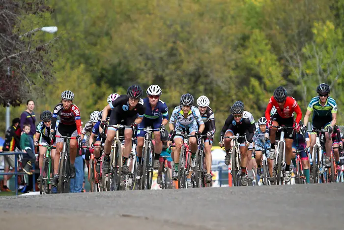 Laura Winberry leads the charge as the women take off Sunday. © Pat Malach