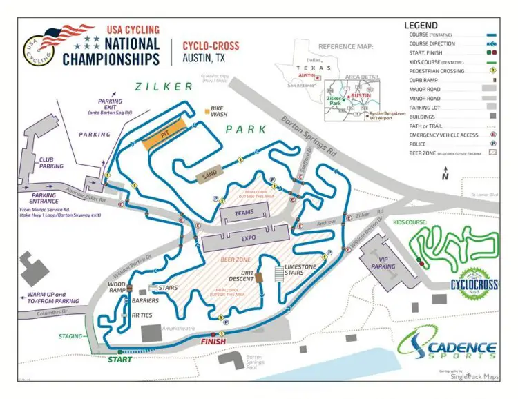 2015 Austin Cyclocross National Championships course map