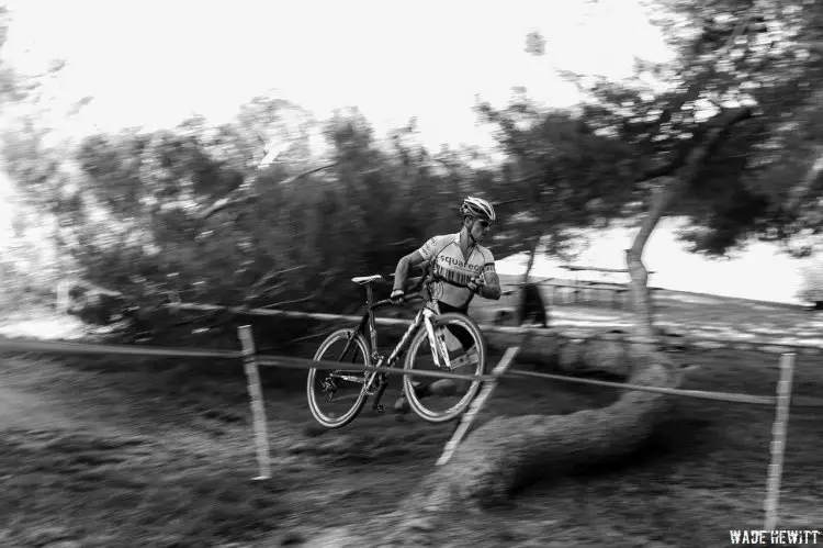 Bruce Weyman, Squareone, negotiates the log barrier in the mens 35+ As race. © Wade Hewitt