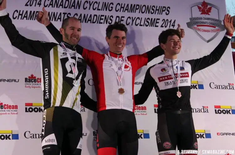 Veteran riders Garrigan and Kabush share the podium with rising elite men’s star Van dem Ham. © Andrew Reimann