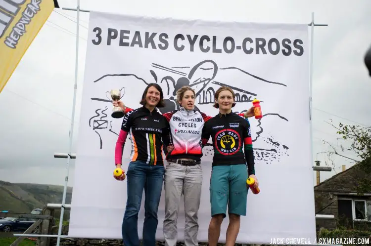 The Women's podium, 1st Verity Appleyard 2nd Sarah Barber and 3rd Maddie Robinson. © Jack Chevell