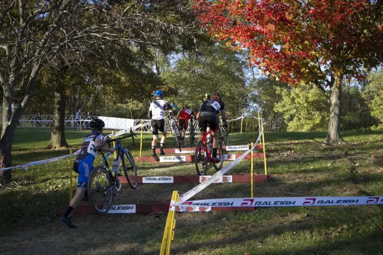Kaiser hops the stairs in his signature style at Gateway Cross Cup Day One. © Matt James