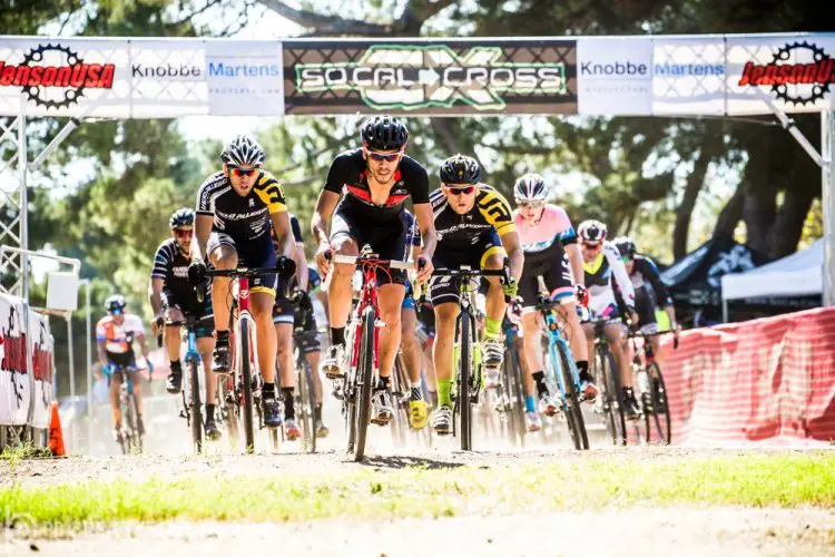 Jean-Louis Bourdevaire (Blackstar) jumped out to the initial Elite Men’s A lead, with Velo Allegro teammates Rex Roberts and Dakota Gracey in his wake. © Philip Beckman/PB Creative