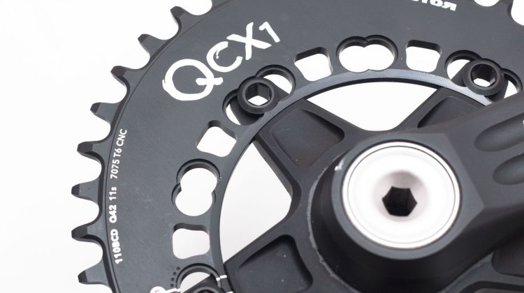 Rotor's new QCX1 thick/thin single cyclocross chainring come in 38-44t even sizes. © Cyclocross Magazine