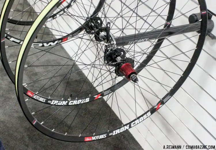 The Stan’s NoTubes cyclocross specific wheel, the Iron Cross, is about 2/3rds as deep as the new Grail, and can only accommodate cyclocross tubeless tires. © Andrew Reimann