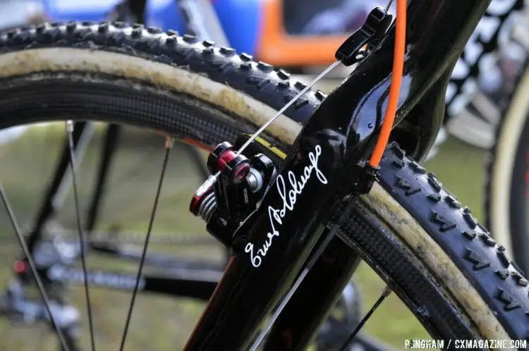 Peeters employs Avid Shorty Ultimates and Dugast Rhinos on a muddy course such as Milton Keynes. © Philip Ingham / Cyclocross Magazine