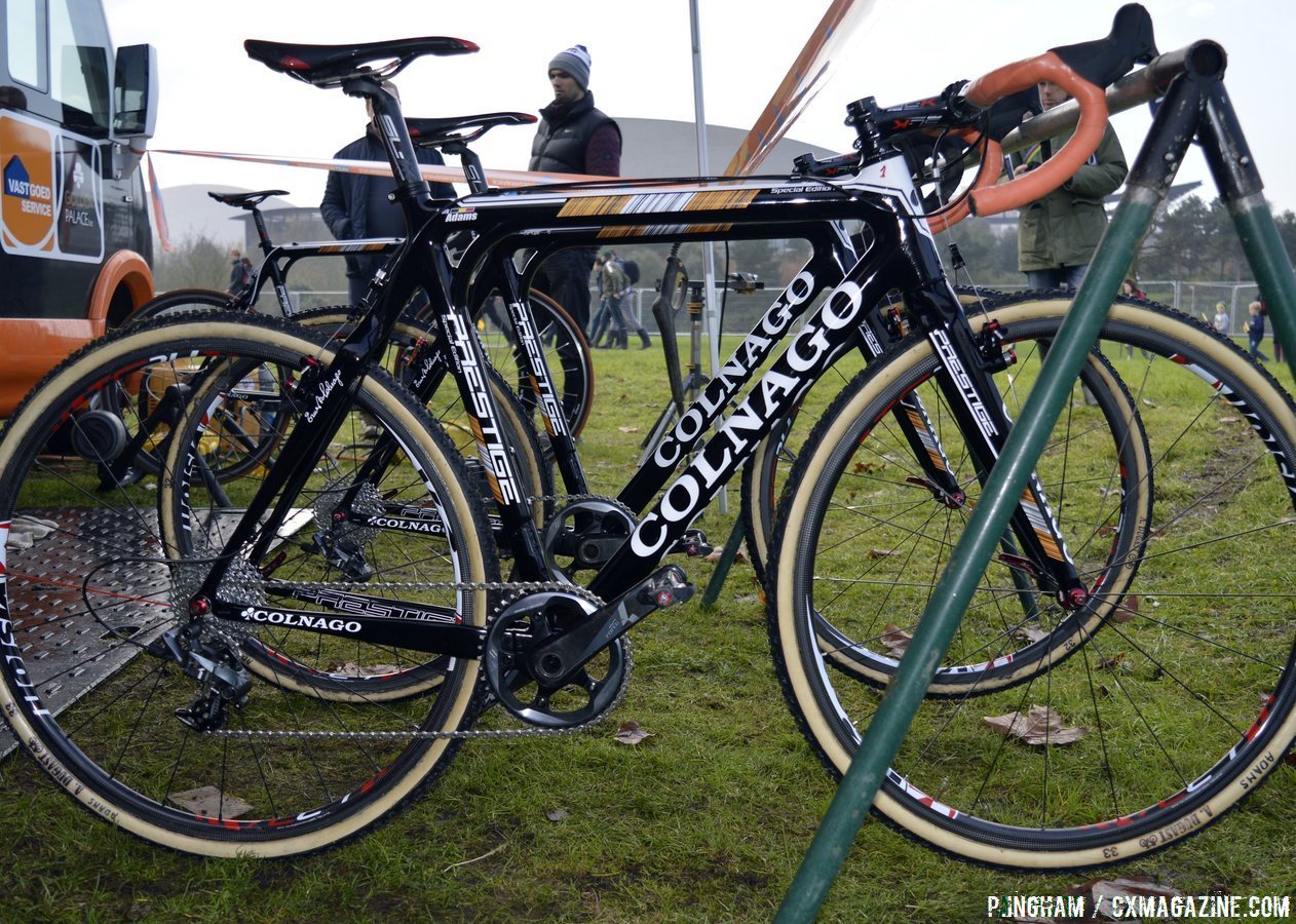 rob-peeters-colnago-prestige-with-the-orange-black-and-white-color-scheme-of-the-vastgoedservice-golden-palace-cycling-team-philip-ingham-cyclocross-magazine