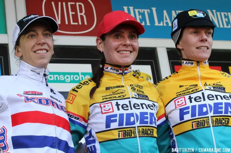 Nikki Harris, Helen Wyman and Ellen van Loy made up the podium Sunday at Spa-Francorchamps. © Bart Hazen