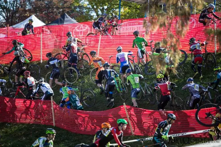 The course included a large off-camber section many riders had to run. © Joel Quimby