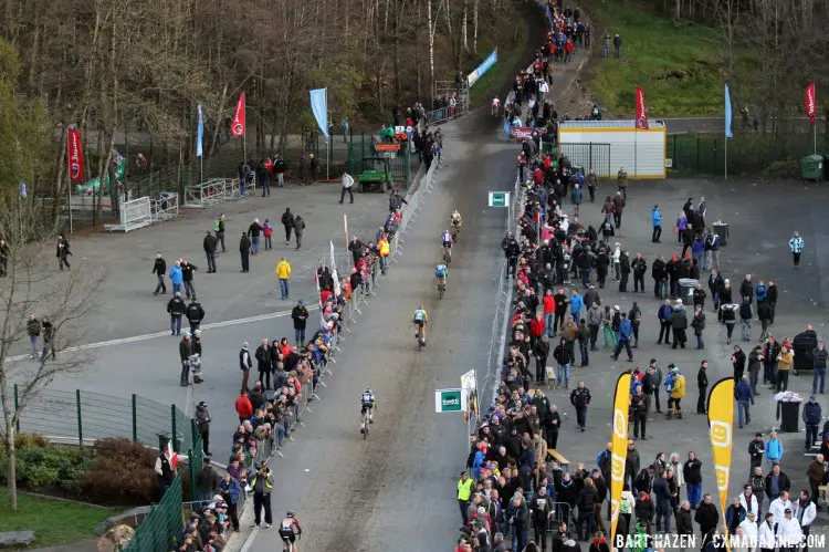 Spa-Francorchamps includes racing on some of the most notorious tracks and turns in both the cyclocross and motor racing world. © Bart Hazen