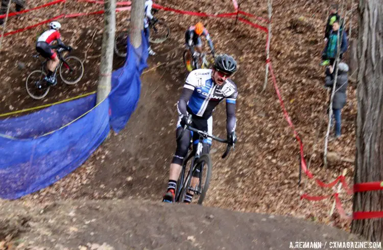 Adam Craig tackles the end of the most technical section at Look Park. © Andrew Reimann