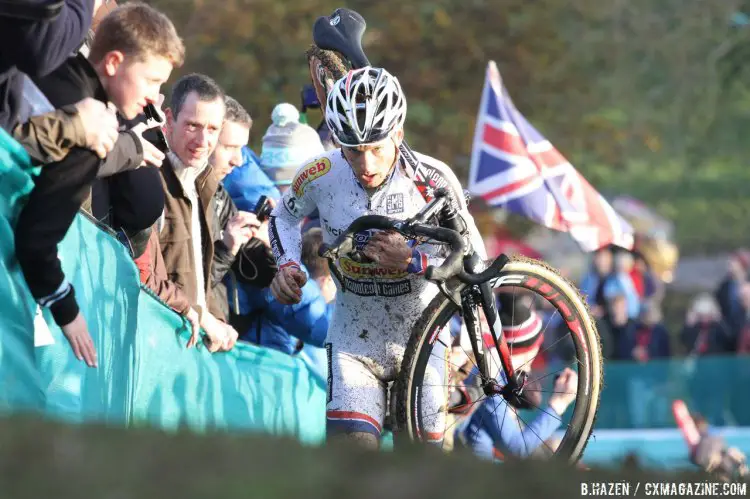 Pauwels storms up one of the run-ups in Great Britain’s first ever World Cup. © Bart Hazen