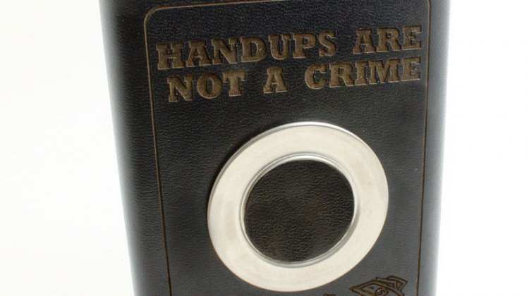 They're back in limited supply. Our famous Handups Are Not a Crime Flasks.